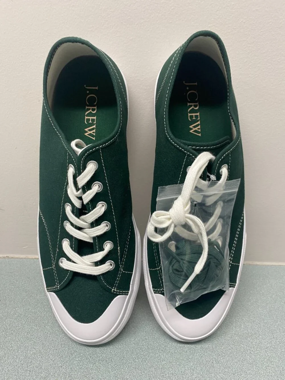 J.Crew Men's Vulcanized Cape Sneakers - Forest Green Canvas - Size 11.5